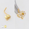 MULTI CZ HOLLOW HEART GEM PAVED 316L SURGICAL STEEL L SHAPE STUD NOSE RING